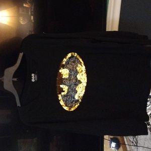 Batman© Sequined Batman Design Light Weight Sweatshirt Sz L Like New